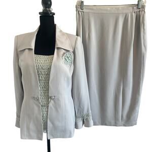 NWT Lisa Rene 16 Formal $250 Occasion Embellished 3 Piece Skirt Suit